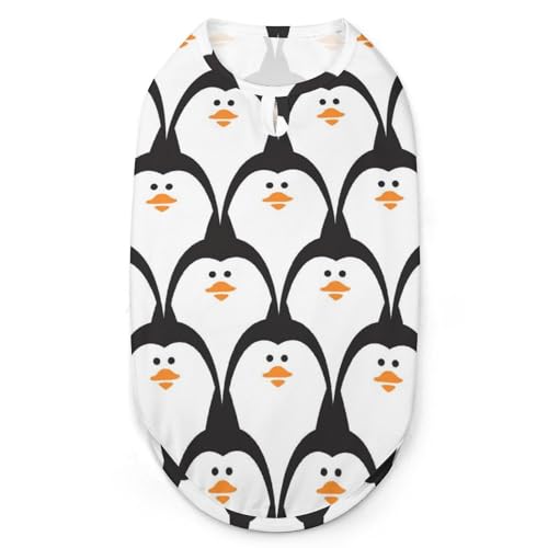 Niedliches Pinguin-Muster, 3D-Bedruckte Hundekleidung, stylische ärmellose Hundehemden, Weste, atmungsaktives Haustier-Tanktop, T-Shirt, Sweatshirt, Größe M von FJQWKLF