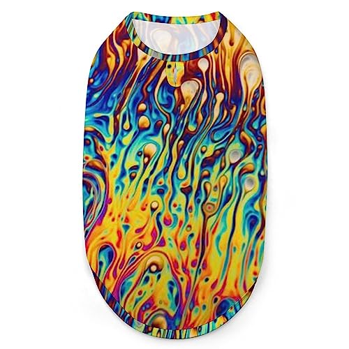 Psychedelisches Trippy Hundehemd, Sommer-T-Shirt für Haustiere, weiches, ärmelloses Tanktop, Haustierkleidung, formelle Kleidung für alle Welpen und Katzen, Größe L von FJQWKLF