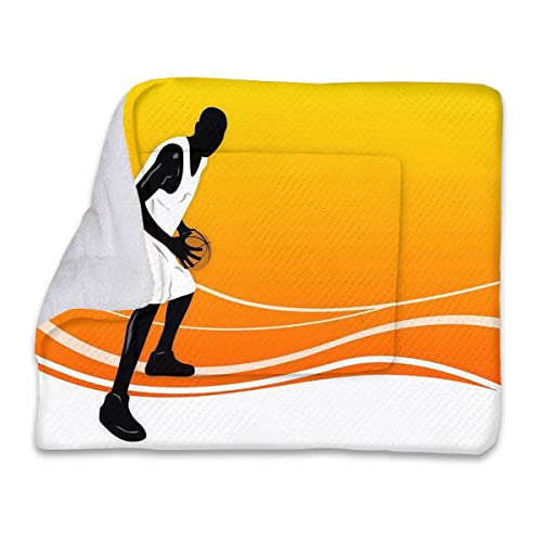 Schwarz-Orange, extra warme Haustierunterlage für Haustiere im Innen- und Außenbereich, Basketballspieler-Silhouette, waschbare Zwingermatte für große, mittelgroße, kleine Hunde und Katzen, Sportdek von FJQWKLF