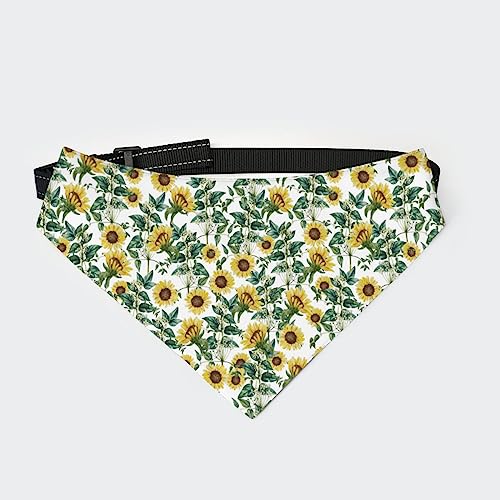 Sommer-Hundehalstuch mit Sonnenblumen-Aufdruck, Halsband für Haustiere, Dreieckstuch, Katzenhalstuch mit Verstellbarer Schnalle von FJQWKLF