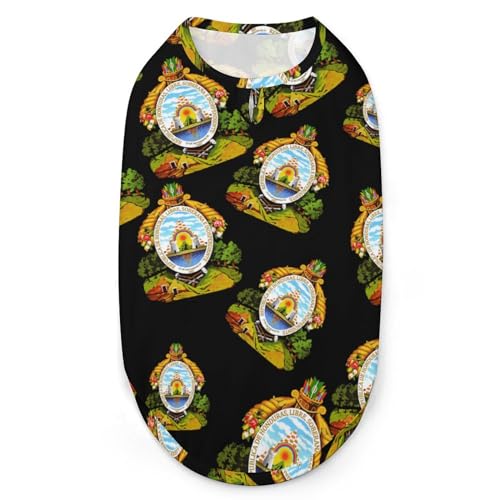 Wappen von Honduras, 3D-Bedruckte Hundekleidung, stilvolle, ärmellose Hundehemden, Weste, atmungsaktives Tanktop für Haustiere, T-Shirt, Sweatshirt, XX-Large von FJQWKLF