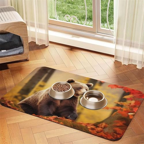 Futtermatte für Haustiere, Motiv: Braunbär im Herbst, saugfähig, PU-Leder, für Hunde und Katzen, schützt den Boden, rutschfeste Gummi-Unterseite, leicht zu reinigen, 30 x 45 cm Futtermatte für Haustiere, Motiv: Braunbär im Herbst, saugfähig, PU-Leder, für Hunde und Katzen, schützt den Boden, rutschfeste Gummi-Unterseite, leicht zu reinigen, 30 x 45 cm von FJWSLCH