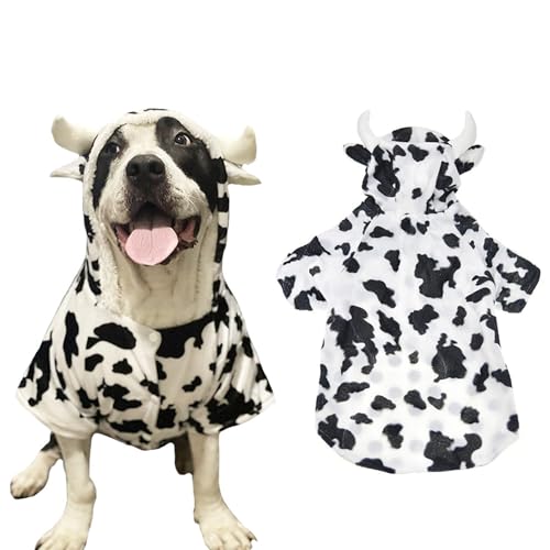 FLAdorepet Halloween-Hundekostüm, Kuh-Kostüm, Outfits für große Hunde, Winter-Fleece, Welpenjacke, Mantel, Kapuzenpullover, lustige Hundekleidung, Golden Retrieve, Weiß, Größe 6XL von FLAdorepet