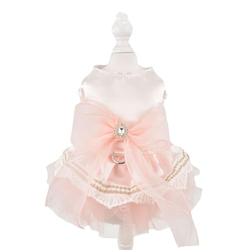 FLAdorepet Prinzessinnenkleid mit Schleife für Hunde, Party, Geburtstag, Hochzeit, Tüllkleid, Tutu-Rock, Hundekostüm, Sommer, Haustierweste, Kleidung für kleine Hunde, Mädchen (Rosa, Größe XS) von FLAdorepet