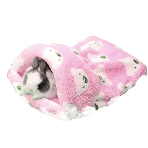 FLAdorepet Ratten-Hamsterhausbett Winter Warm Fleece Kleines Haustier Eichhörnchen Chinchilla Kaninchen Meerschweinchen Bett Haus Käfig Nest Hamster Zubehör (S, Rosa) von FLAdorepet