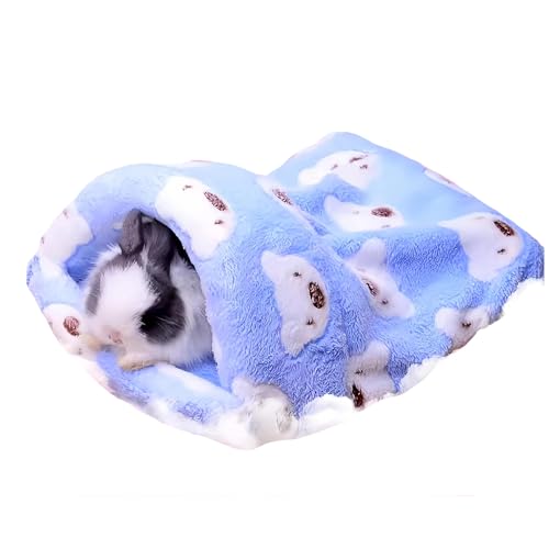 FLAdorepet Ratten-Hamsterhausbett Winter Warm Fleece Kleines Haustier Eichhörnchen Chinchilla Kaninchen Meerschweinchen Bett Haus Käfig Nest Hamster Zubehör (S, blau) von FLAdorepet