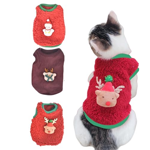 FLAdorepet Weihnachtliche Teetasse für Hunde und Katzen, Größe XXS für Chihuahua, Yorkie, warmer Fleece-Pullover für kleine Neugeborene, extra kleine Hunde (Weihnachten, XXS (Haustier 0,5–0,9 kg), 3 von FLAdorepet