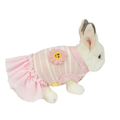 Niedliches Hasenkleid für Mini-Hunde, kleine Tiere, Chinchilla, Osterkostüm, XXS Hundekleidung (XS (Brustumfang 27,9 cm), Hellrosa) von FLAdorepet