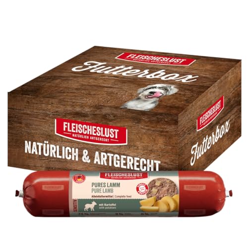 Fleischeslust Futterbox Pures Lamm mit Kartoffel sensitiv (6x800g) Hundewurst Alleinfutter von FLEISCHESLUST NATÜRLICH ARTGERECHT