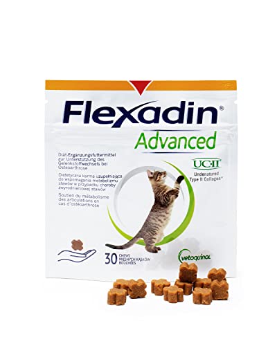 FLEXADIN ADVANCED® Katze |Innovativer Ansatz für die Gelenkgesundheit | Nicht denaturiertes Kollagen Typ II (UC-II ®) – 30 Gelenkleckerli von FLEXADIN ADVANCED