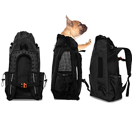 Atmungsaktive Rucksack für Hund und Katze,Faltbarer Tragetasche für Haustier,Reisetasche für Outdoor Wandern Camping,Schwarz,XL von FLKENNEL