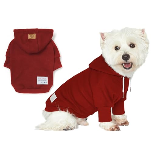 FLOT Designer-Hunde-Kapuzenpullover, hochwertige Materialien, maßgeschneiderte Passform, einfarbig, trendiges Design und hergestellt in Korea, Größe XL, Rot von FLOT