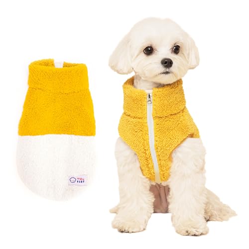 FLOT Flauschige Designer-Hundeweste aus Fleece, mit Reißverschluss, warm, ärmellos, Rollkragen, hochwertige Materialien, maßgeschneiderte Passform, entworfen und hergestellt in Korea, Größe XXL von FLOT