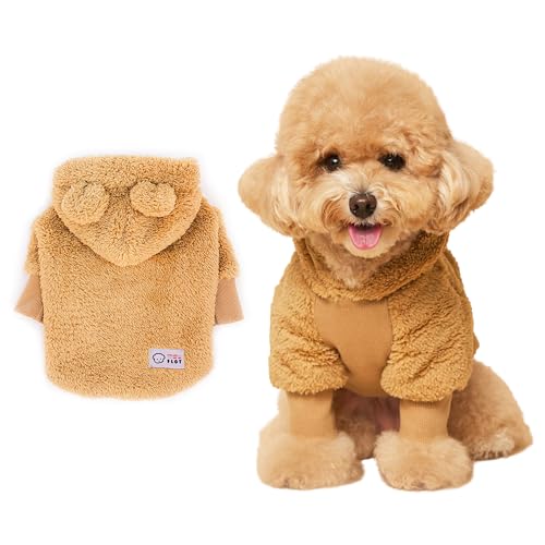 FLOT Flauschiger Fleece-Bären-Kapuzenpullover für Hunde, bequeme Premium-Materialien, maßgeschneiderte Passform, entworfen und hergestellt in Korea, Größe M von FLOT