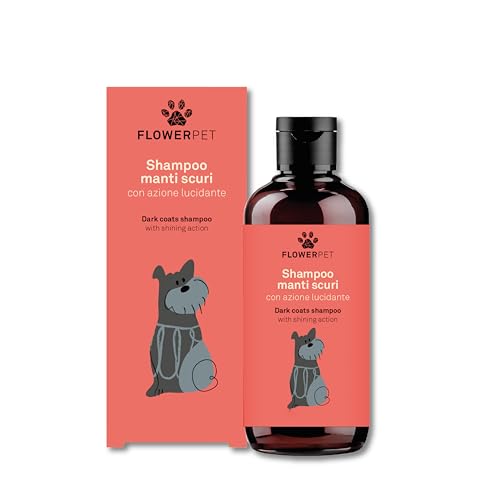 Flower Pet, Shampoo für Hunde mit dunklem Gesicht, reinigt tief, entwirrend, verleiht Glanz und schützt die Haarfarbe vor Oxidation, mit Hanf- und Granatapfel-Extrakten, 250 ml von FLOWER PET