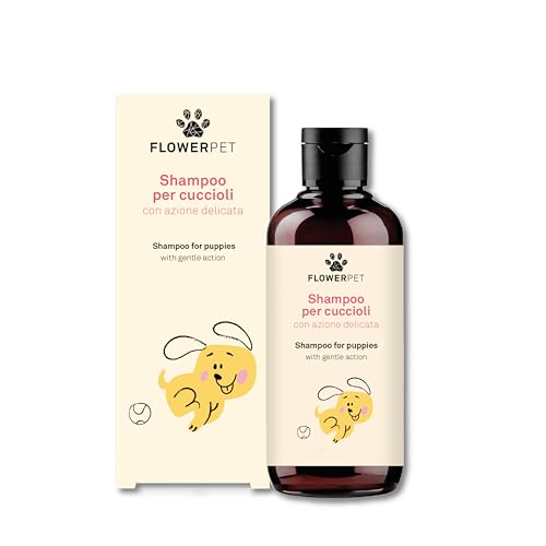 Flower Pet, Welpen-Shampoo, ideal für häufiges Waschen, sanfte und pflegende Wirkung, für empfindliche Haut, mit Hanf-, Aloe- und Ringelblumenextrakten, 250 ml von FLOWER PET