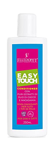 FLUIDOPET Natural Cosmetic Formula Easy Touch Conditioner - Quick Groom Hundespülung geeignet für alle Hunde und Katzenhaare mit reinen Extrakten aus Kokosöl und Macadamia 250 ml von FLUIDOPET