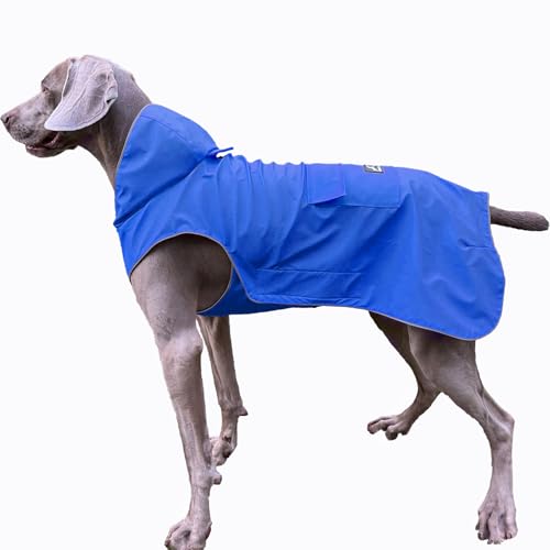 FLYING TAIL Nicht steif, superweicher Hunde-Regenmantel, reflektierend, verstellbar, leicht zu tragen, Loch für die Leine für 2 x kleine Rassen - 5XL, Blau, Größe XXXXXL von FLYING TAIL