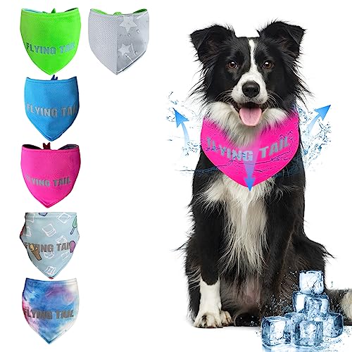 Hund Sommer Cool Down Bandana, 3 Schichten spezielle Kühlmaterialien, mit Wasser Cool Down, wendbar und nass enthüllt Eis Bandana, kühlendes reflektierendes Hundehalstuch (Rose.M) von FLYING TAIL