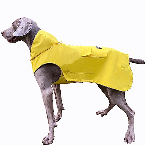 Regenmantel für Hunde, wasserdicht, reflektierend, leichter Kapuzenponcho mit verstellbarem Bauchgurt und Loch für die Leine, Regenmantel für 2 x kleine bis 5 XL, einfach zu tragen (3XL) von FLYING TAIL