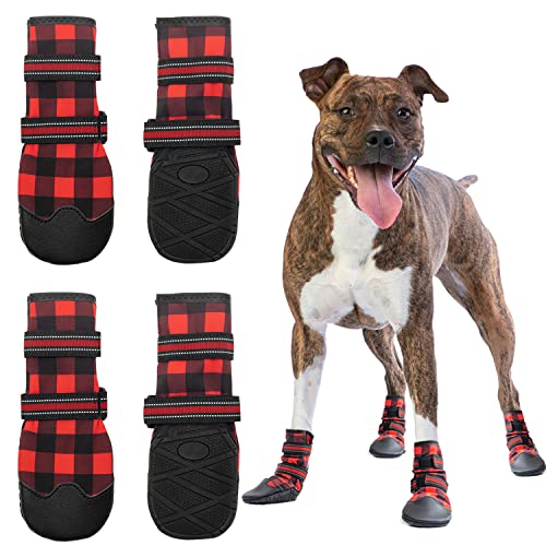 FLYSTAR Hundeschuhe für mittelgroße und große Hunde, wasserdicht, verstellbar, rutschfest, reflektierend, für Laufen, Wandern, Spazierengehen, Outdoor, weiche, bequeme Gummisohle, Pfotenschutz, FLYSTAR Hundeschuhe für mittelgroße und große Hunde, wasserdicht, verstellbar, rutschfest, reflektierend, für Laufen, Wandern, Spazierengehen, Outdoor, weiche, bequeme Gummisohle, Pfotenschutz, von FLYSTAR