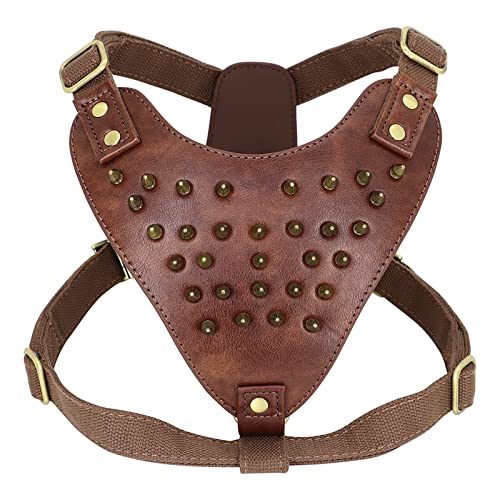 Cool Spiked Studded Hundegeschirr, Einstellbare Langlebige Leder Hundegeschirr Weste Für Mittlere Große Hunde Pitbull Bulldog Boxer Zubehör von FNSK