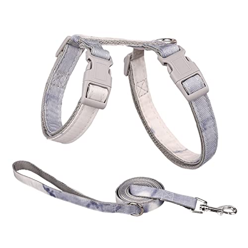 Niedliches Haustier-Hundegeschirr Und Leine-Set, Prinzessinnen-Katzen-Westen-Geschirr for Kleine Hundespaziergang-Trainingszubehör Mit Bogen-Welpenzubehör (Color : Grey-White, Size : S (Chest 25-36c von FNSK