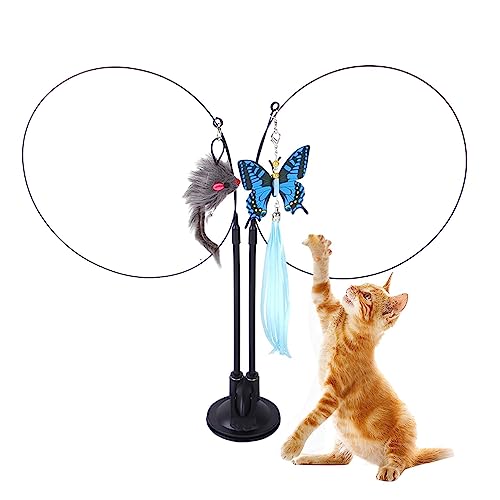 Cat Teasing Stick | Kitten Toy Teasing Cat Wand Toy - Portable Cat Teaser Developmental Toys, Indoor Interactive Cat Teaser Zauberstab für Kätzchen, Welpen, Haustier Foccar von FOCCAR