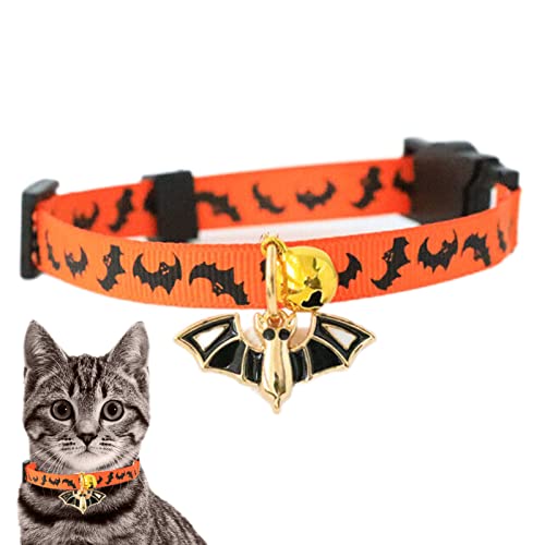 Haustierhalsband Halloween Kostüme, Fledermaus Geist Kürbis Halloween Hundehalsband mit Glocke, verstellbares Haustierhalsband für Kätzchen Welpen Katzen Kleine Mittlere Hunde Lear-au von FOCCAR