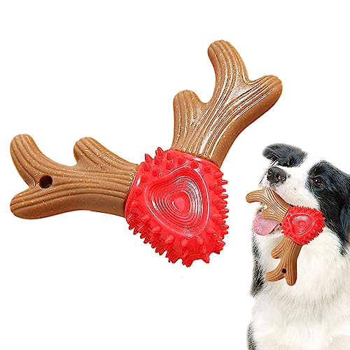 Kauspielzeug für Welpen, 2-in-1 Geweih-Form, langlebiges Hundespielzeug zur Anreicherung von Langeweile, Welpenutensilien für Zahnen und Training Foccar von FOCCAR