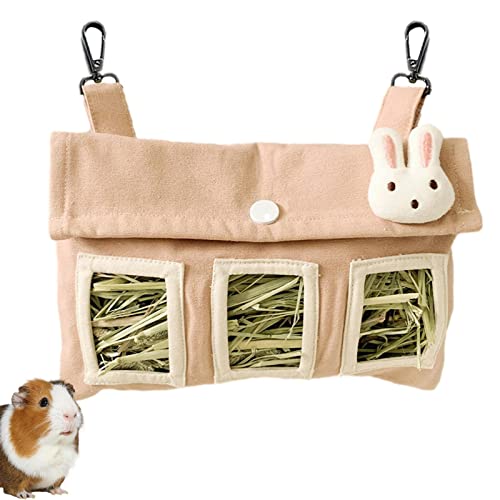 Meerschweinchen-Heutasche, Hasen-Heu-Futtertasche, niedlich, Kleintier-Heu, hängende Futtertasche, niedlich für Hamster, kleine Haustiere mit 3 Löchern, Lear-au von FOCCAR