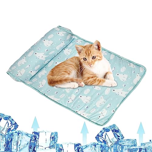 Pet Cooling Mat Durable Pet Cooling Mat Ice Silk Pad for Dogs Cats 24x16 inch Washable Pet Cooler Pad Thicken Self Cooling Mat Easily Folded for Storage Or Travel von FOCCAR