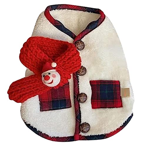 Winter-Hundeweste, niedliche Korallen-Fleece-Hundemäntel, modisches Haustier-Wärmezubehör mit Karomuster und Schal-Anhänger, Anzug für Hunde, Katzen, Kätzchen, Welpen und mehr Lear-au von FOCCAR