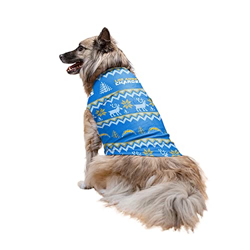 FOCO Los Angeles Chargers NFL Ugly Pattern Familienurlaubspyjama, Hundepullover, Größe L von FOCO