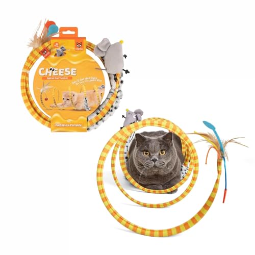 FOFOS Safari Spirale für Katzenspielzeug mit echten Federn und Mausspielzeug, amerikanische Qualität für Katzen, tragbares Design, Zubehör für Katzen (L – 55 cm x 35 cm) von FOFOS