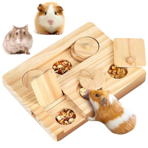 FOGARI Meerschweinchen Spielzeug,Hamster Futtersuchspielzeug,Leise Hamster Spielzeug6 In 1 Holzspielzeug Zur Futtersuche für Kleine Haustiere für Ratten, Hamster, Kaninchen, Chinchilla von FOGARI