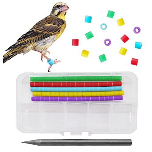 FOIBURELY 100 Stück Vogelring-Beinbänder für Gouldian, Zebrafinken, Kanarienvögel, Fußring mit 1 Installateur (Durchmesser 3 mm) von FOIBURELY