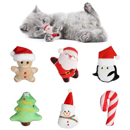 FOIMAS 6PCS Christmas Catnip Toys Cat Chew Toy Bite Resistant Catnip Toys for Cats Catnip Filled Cat Teething Toy Festive Holiday Cat Lover Gift von FOIMAS