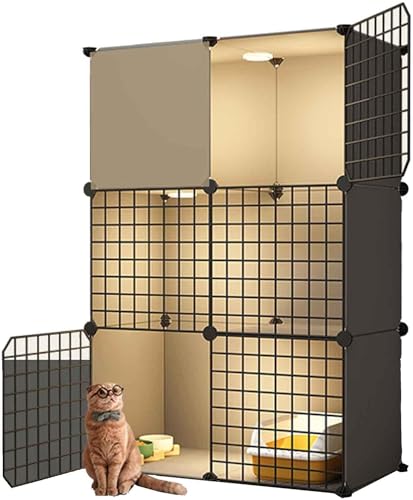 Katzenkäfig, Katzenkäfige für den Innenbereich, Metall + Kunststoff-ABS, Kleintierkäfig, Katzenhaus, mehrschichtiger großer Raum, verstärkter Anti-Jailbreak (Farbe: B, Größe: 142 * 47 * 72) von FOKAI