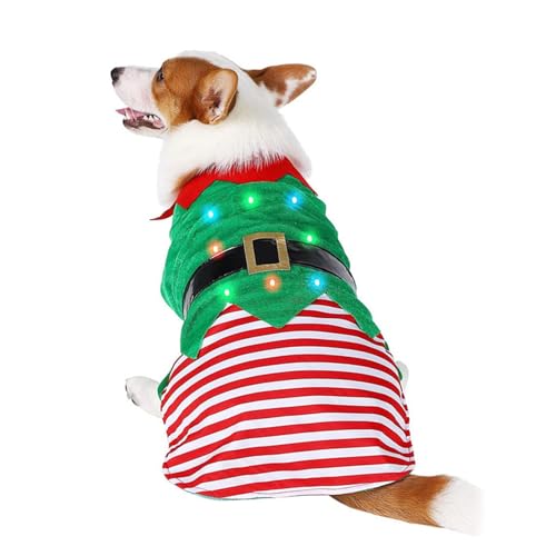 FOLODA Winter-Hundeweste Kleidung Weihnachtskostüm für kleine bis große Hunde + Grüne Elfenkleidung und grüne Elfen-Bekleidung Hund Weihnachtskostüme von FOLODA