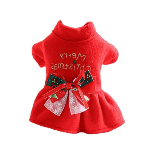 Winter Weihnachten Bowknot Dekors Haustier Katze Hunde Rock Halten Warm Kleid Für Kleine Hunde Pet Rock Winter Walking Kleidung Hund Kleid Geschirre Für Kleine Hunde Hund Kleider Für Hunde Mädchen von FOLODA