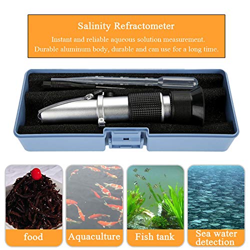 FOLOSAFENAR Praktisches Salzgehalt-Refraktometer aus Aluminium, Optisches Aquarium-Refraktometer, Aquarium-Refraktometer, Meerwasser für Aquarium-Sole von FOLOSAFENAR