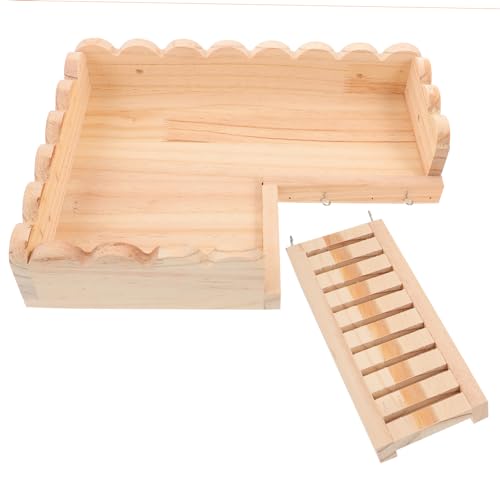 FOMIYES 1 Satz Hasenspielzeug aus Holz Zubehör für Kleintierkäfige Spielset aus Holz Spielzeuge Hamster-Krabbelleiter Hamster Plattform Spielzeug Massivholz Hamsterbedarf Tablett Bambus von FOMIYES