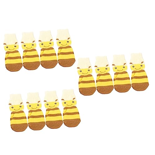 FOMIYES 3er-Sets Weiche Baumwollsocken Für Warme Haustiere Bienen-Design Bezaubernde Haustierschuhe Größe 2XL Gelb 4 Stück * 3 von FOMIYES