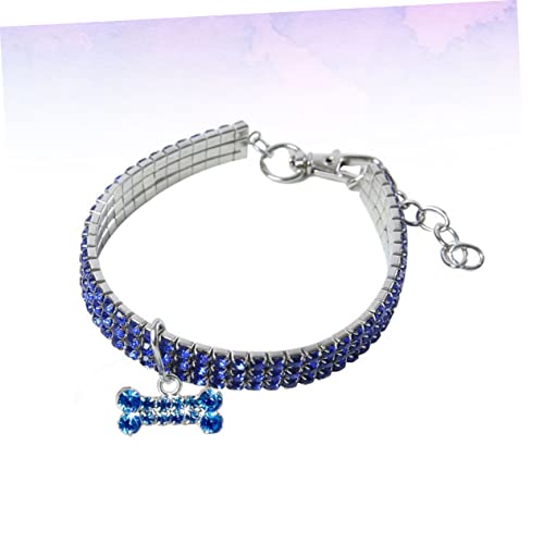 FOMIYES 1Stk Shing Haustierhalsband Tierknochen-Anhänger bläulich blueriiot The Blue Welpen Welpenhalsband Haustierbedarf Strass hundehalsband Luxus Strasssteine Kuba Hundeleine von FOMIYES