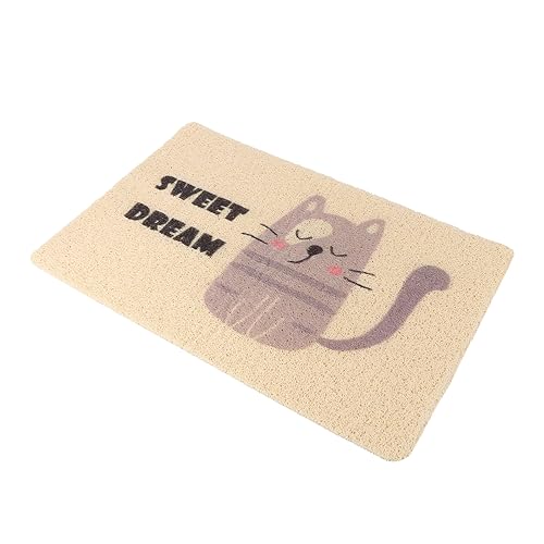 FOMIYES 2 STK Haustier Katzentoilette Katzenmatten Für Streu Hundenapf Matte Katzenstreu Fangmatte Urinfeste Matte Für Kätzchen Katzenmatten Für Futternäpfe Beige Teppich PVC Zubringer von FOMIYES