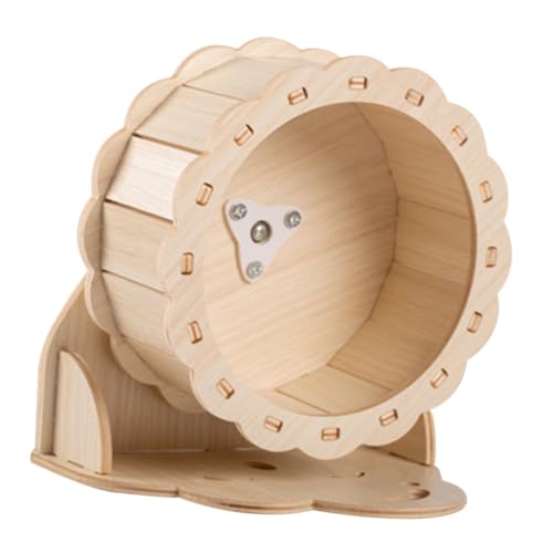 FOMIYES 2 Sätze Hamster Laufrad aus Holz leises hamsterrad Spielzeug Igelrad Spielzeuge Laufrad für Hamster Rennmäuse-Rad kleines Haustier Läufer Meerschweinchen Kleine Tiere 15c Halterung von FOMIYES