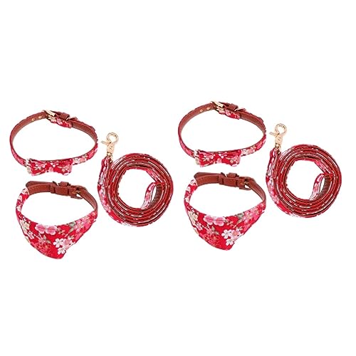 FOMIYES 2 Sets Lustige Haustierbedarf Weihnachtsthema Bowknot Halsband Leine Dreieck Handtuch Set Für Hund Katze von FOMIYES