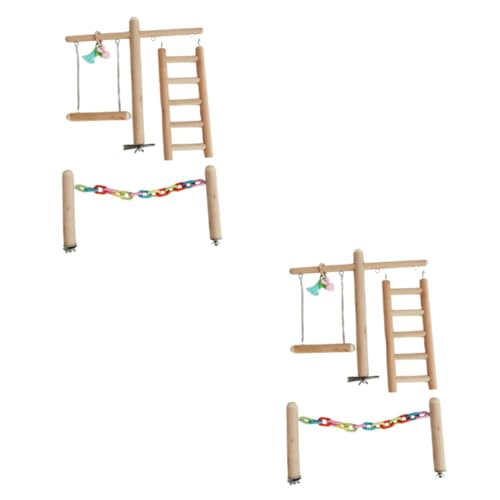 FOMIYES 2 Sets Holzschaukel Papagei Spielzeug Vogel Papagei Spielplatz Reißen Kauen Spielzeug Für Nymphensittich Sittich Vögel von FOMIYES