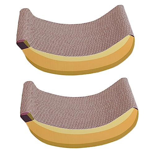 FOMIYES 2 STK Banana Corrugated Cat Kratzbaum Kätzchen Kratzunterlage Kratzmatte Für Katzen Kätzchen Kratzbrett Kratzbäume Für Wohnungskatzen Kratzer Kleinkind Haustier Kätzchen Kratzbaum von FOMIYES